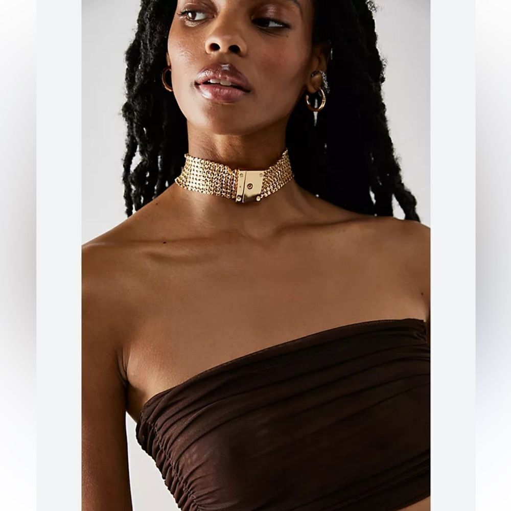 Free People Magic Choker with lock and extender in gold